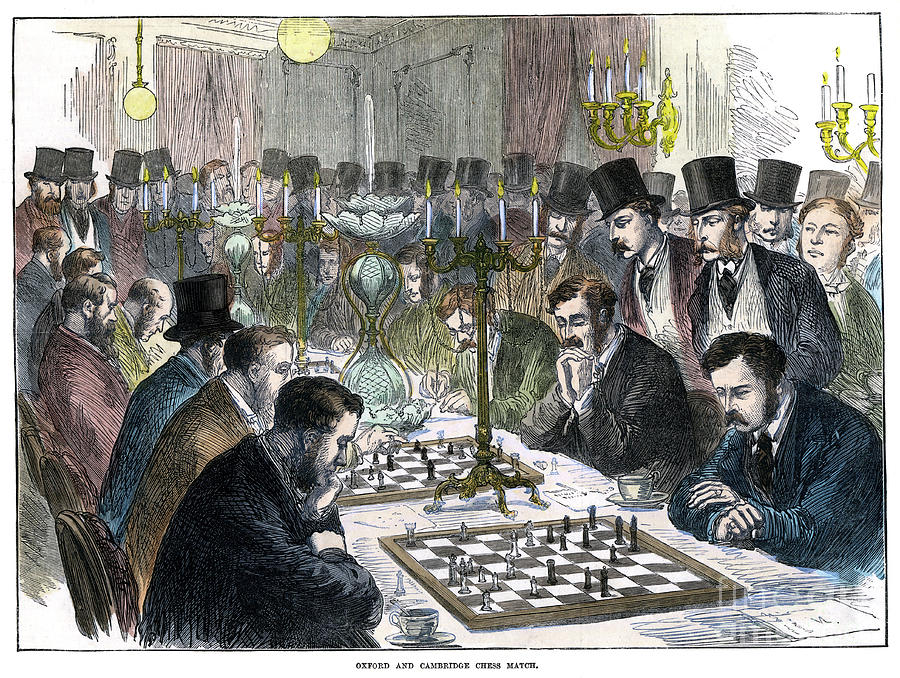 Oxford And Cambridge Chess Match, 19th Drawing by Print Collector