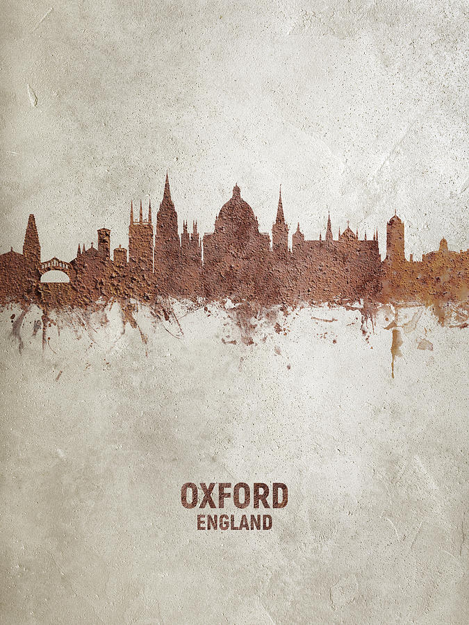 Skyline Digital Art - Oxford England Rust Skyline by Michael Tompsett