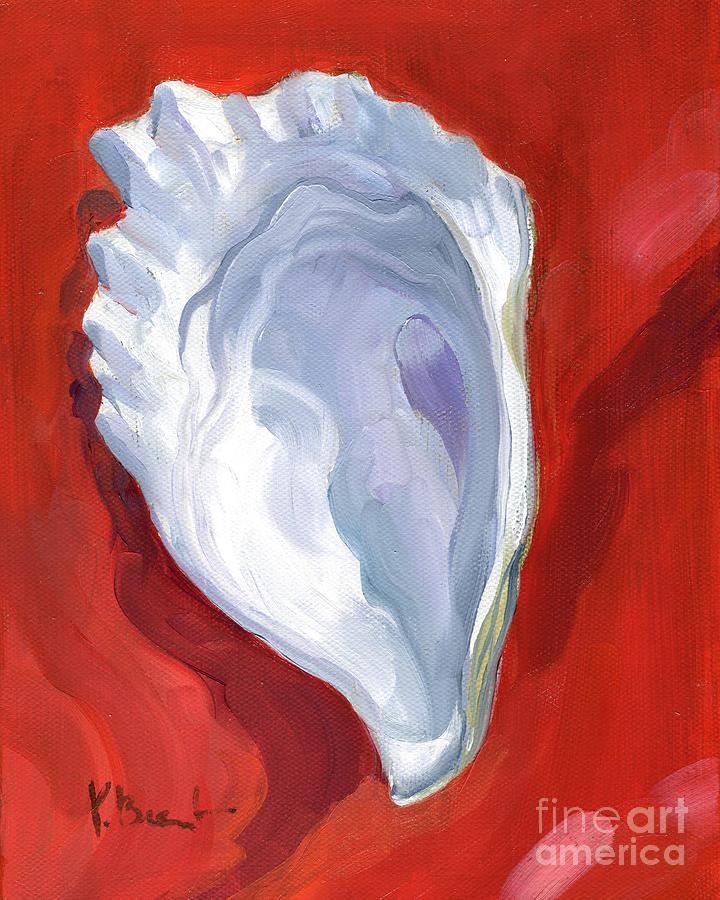 Oyster Close Up IV - Red Painting by Paul Brent