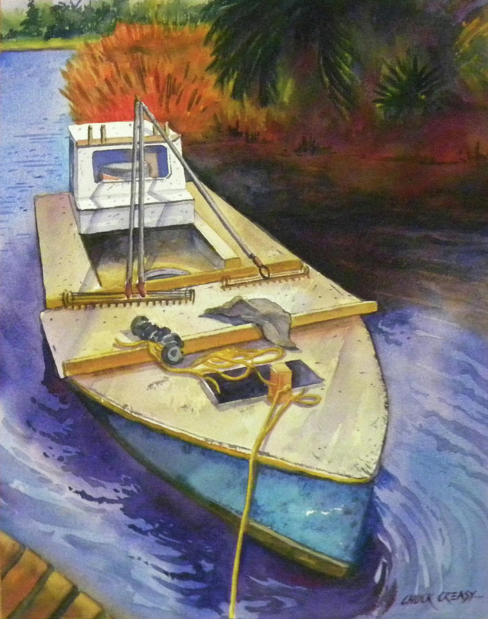 Oysterman at East Point Painting by Chuck Creasy