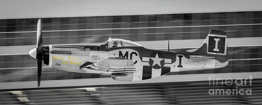 P-51 D in black and white Photograph by Paul Quinn
