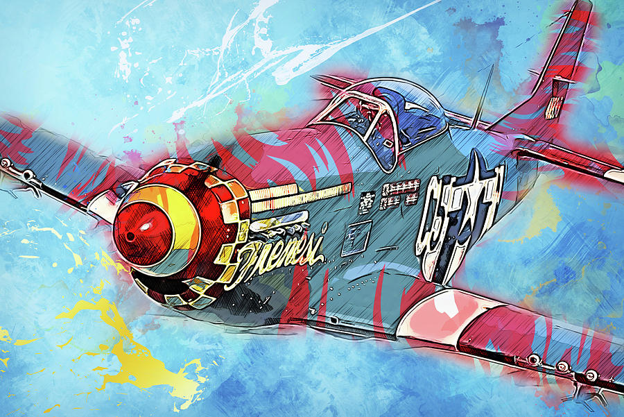 P-51 Mustang - 22 Painting by AM FineArtPrints
