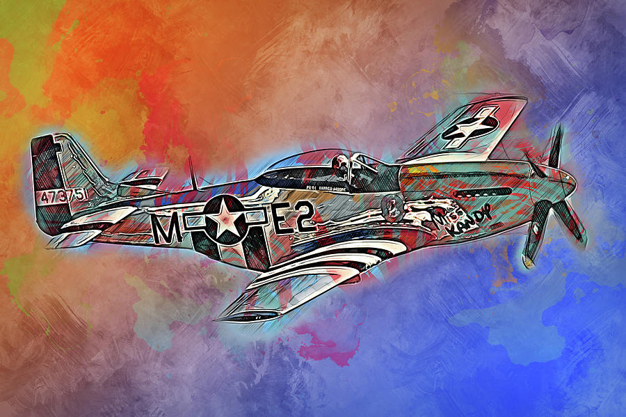 P-51 Mustang - 23 Painting by AM FineArtPrints