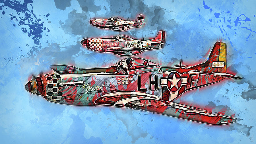P-51 Mustang - 24 Painting by AM FineArtPrints