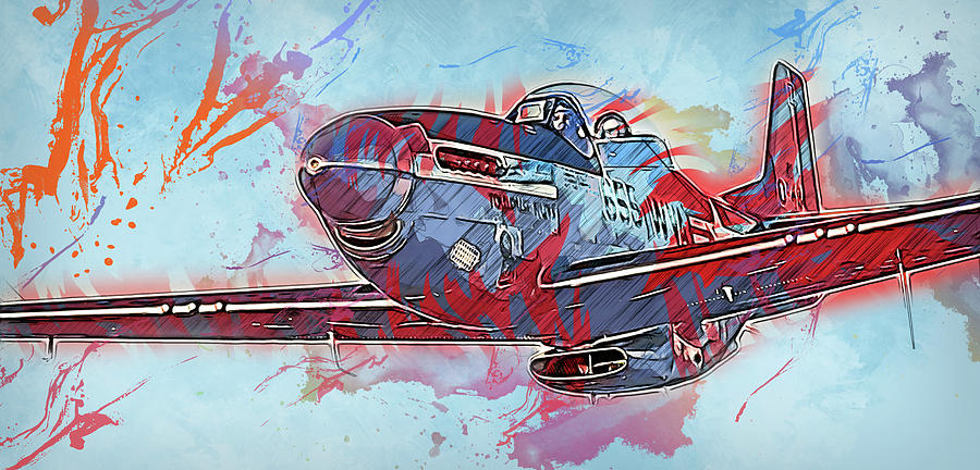 P-51 Mustang - 25 Painting by AM FineArtPrints