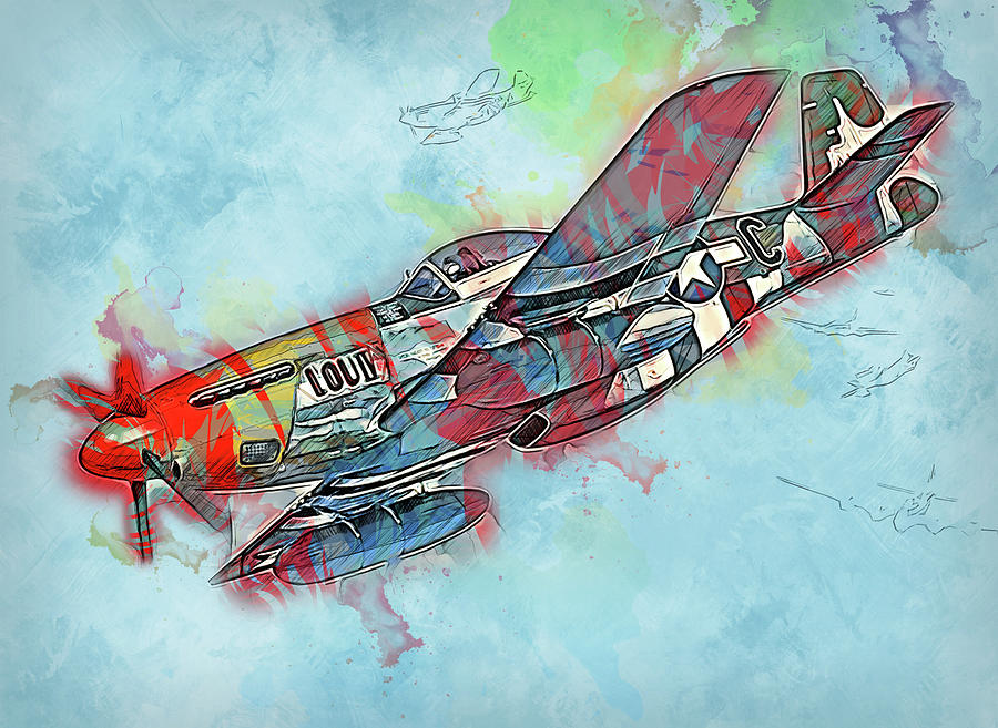 P-51 Mustang - 26 Painting by AM FineArtPrints