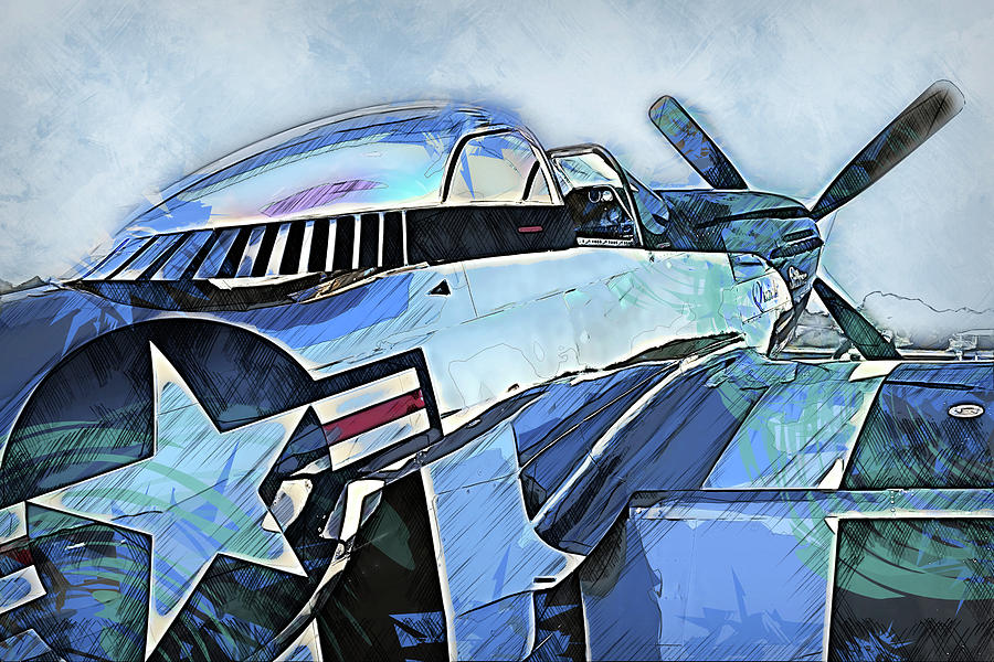 P-51 Mustang - 27 Painting by AM FineArtPrints