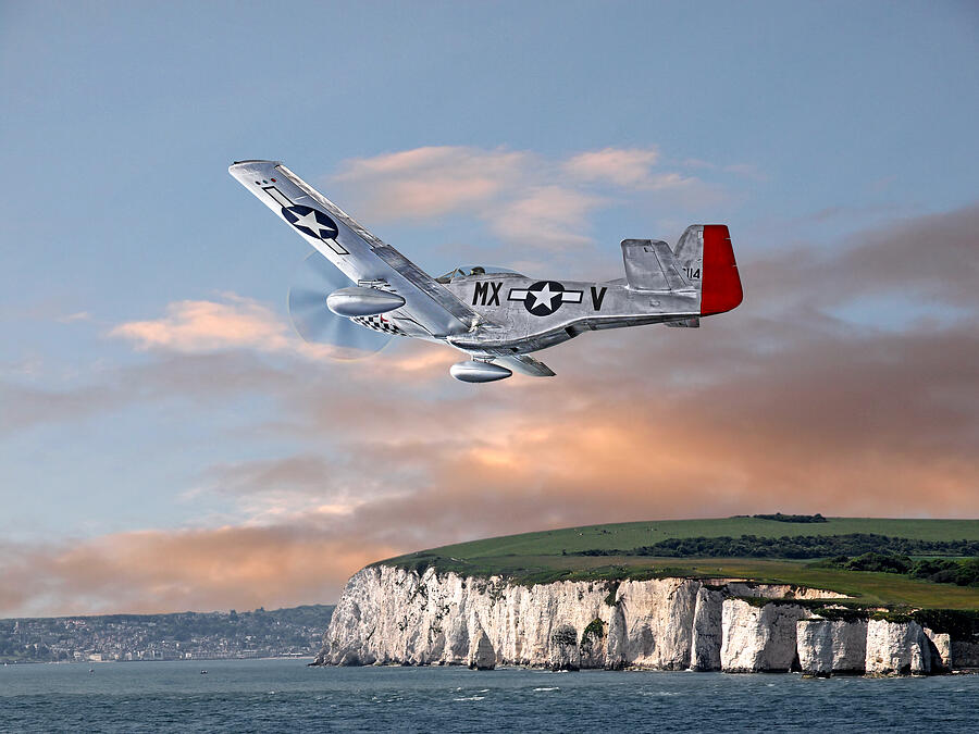 p-51 Over The White Cliffs Of Dover Photograph by Gill Billington