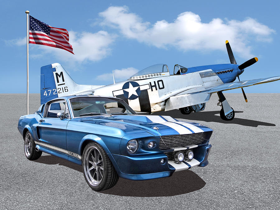 p-51 With 1967 Eleanor Mustang by Gill Billington p-51 With 1967 Eleanor Mustang by Gill Billington