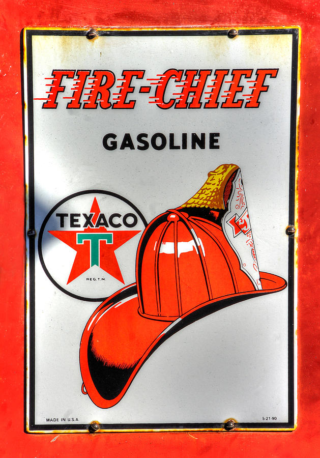 PA Country Roads - Vintage Texaco Fire Chief Sign No. 12 - Cruisers Cafe, Mt. Pleasant Mills Photograph by Michael Mazaika