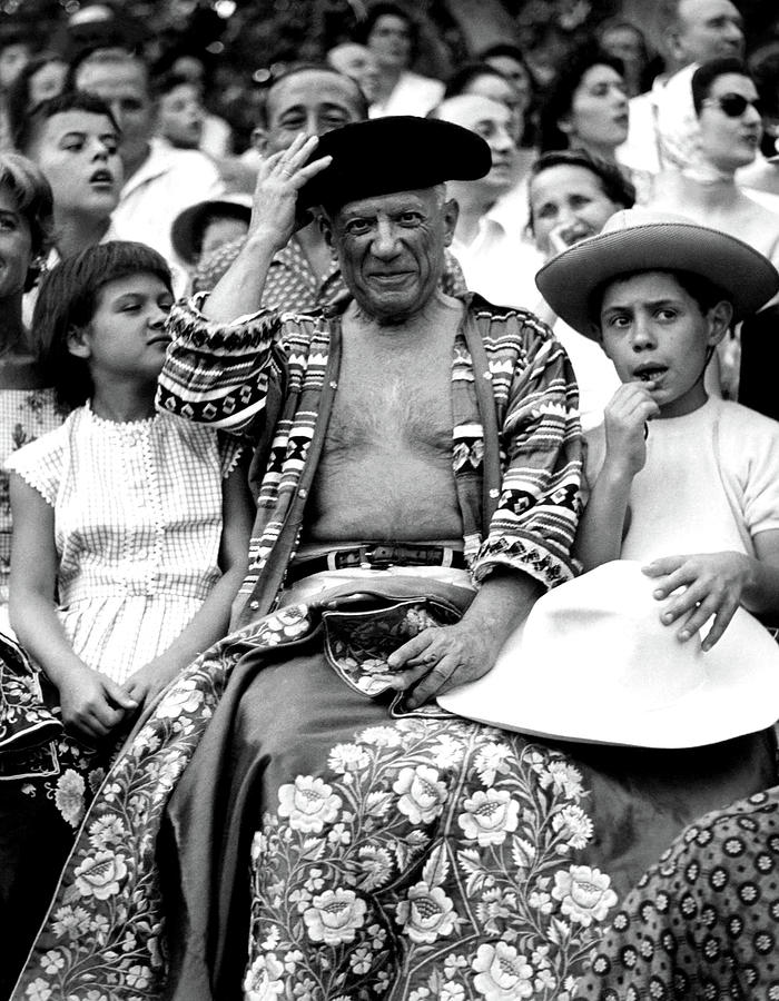 Black And White Photograph - Pablo Picasso At The Bullfights by Globe Photos