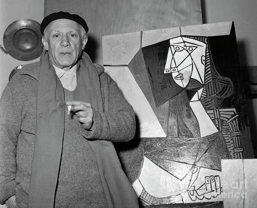 Pablo Picasso With One Of His Works Photograph by Bettmann