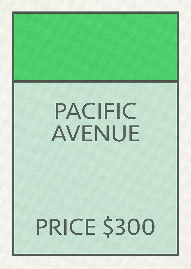 Vintage Mixed Media - Pacific Avenue Vintage Retro Monopoly Board Game Card by Design Turnpike