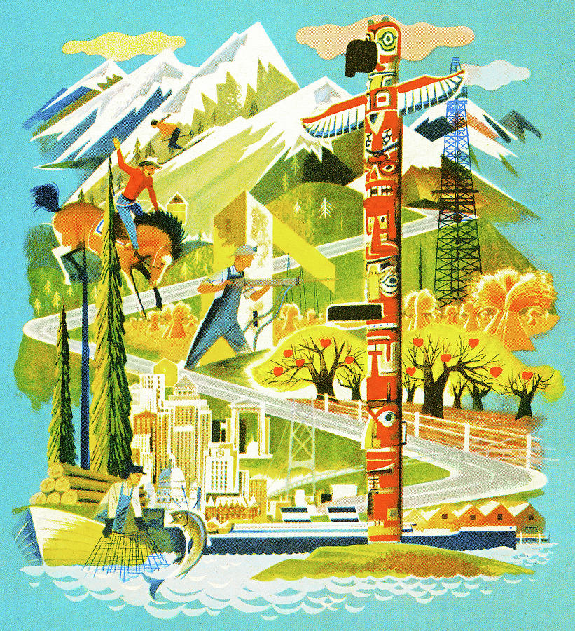 Pacific Northwest Collage Drawing by CSA Images Fine Art America
