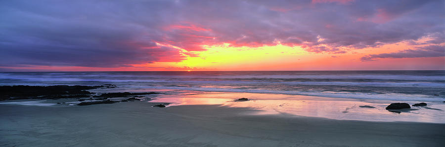 Pacific Ocean At Sunset, Lane County Photograph by Panoramic Images