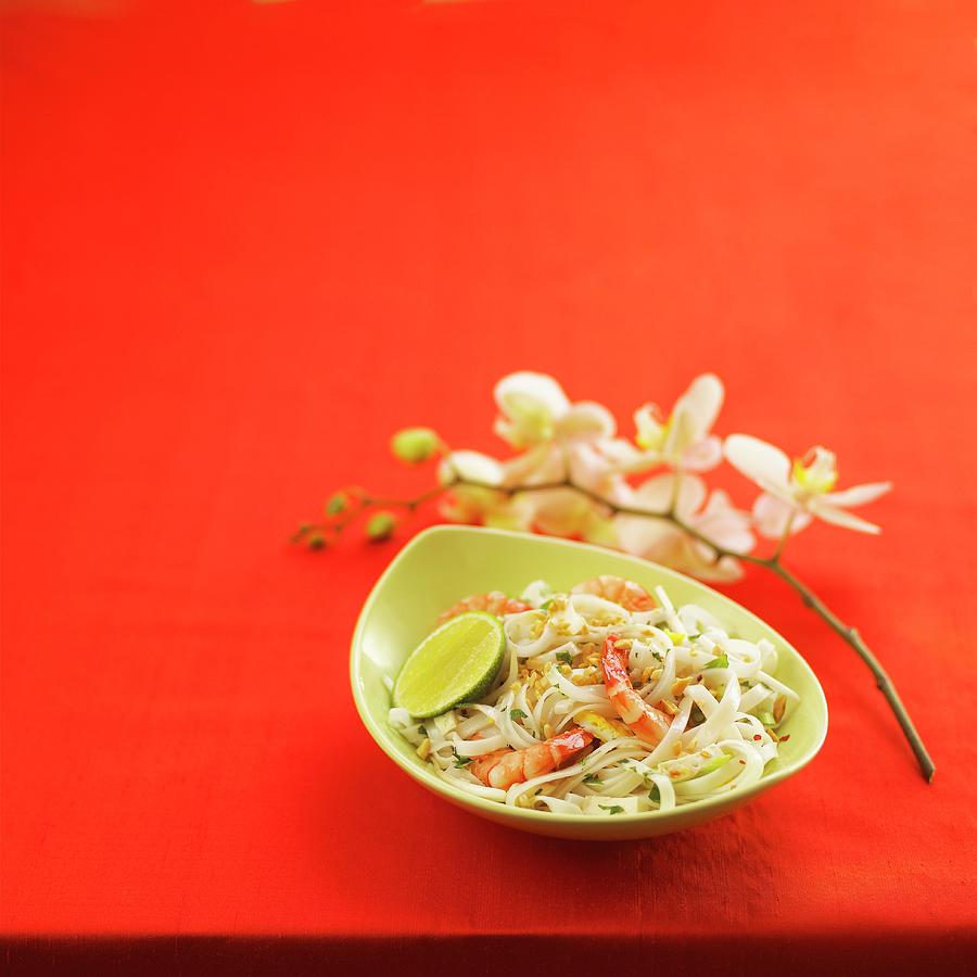 Pad Thai rice Noodle Dish With Prawns, Thailand Photograph by Vincent Noguchi Photography