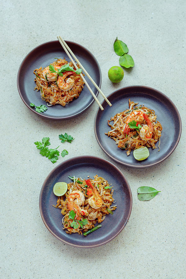 Pad Thai thai Dish With Shrimps And Rice Noodles Photograph by Jan Wischnewski