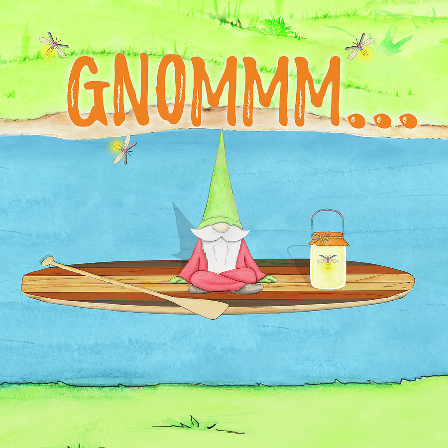 Boat Digital Art - Paddle Boat Gnome by Hugo Edwins