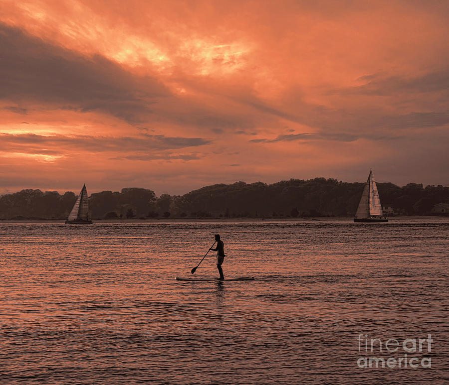 Paddleboarding On The Great Peconic Bay Photograph by Jeff Breiman
