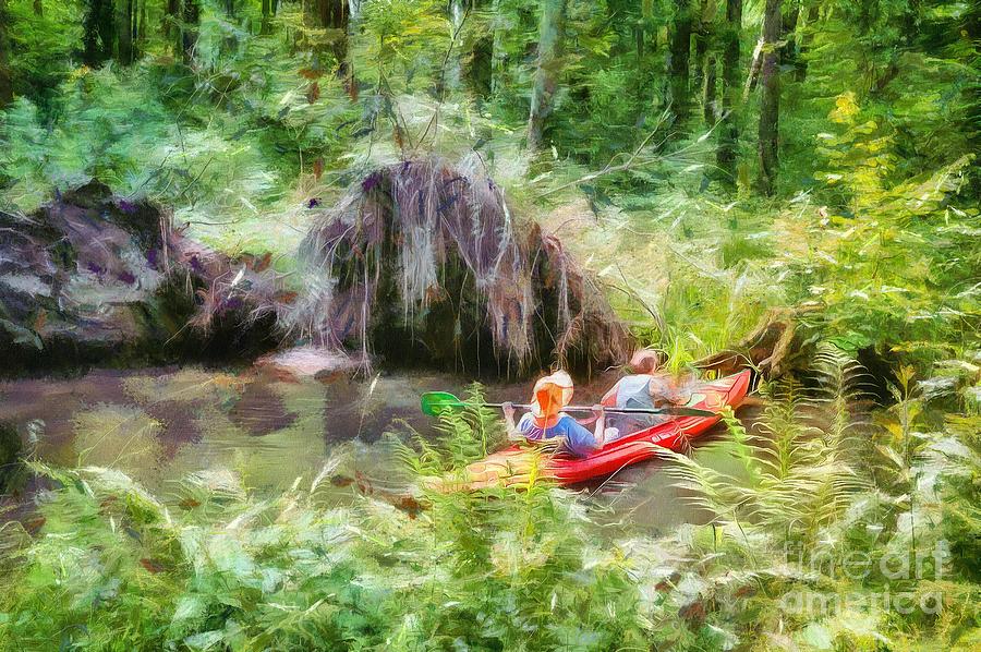Paddling Painting - Paddling in the Spreewald by Eva Lechner