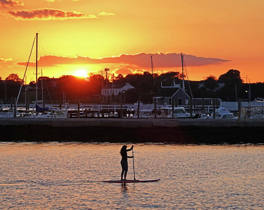 Paddling the Newport Harbor at Sunset Newport RI Rhode Isliand Photograph by Toby McGuire