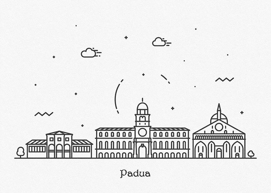 Memento Movie Drawing - Padua Cityscape Travel Poster by Inspirowl Design