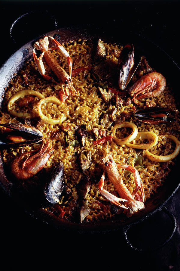 Paella Aux Langoustines, Crevettes, Moules Et Calamars Dublin Bay Prawn