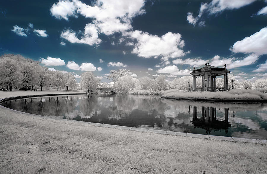 Pagoda at Forest Park St Louis in Infrared Photograph by Roberta Kayne
