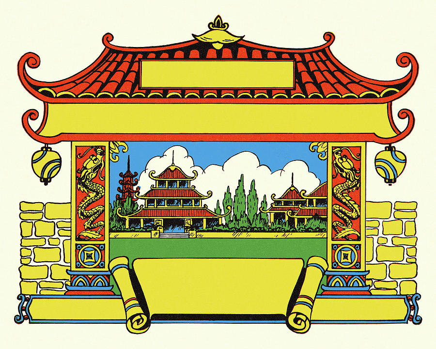 Architecture Drawing - Pagoda Sign by CSA Images