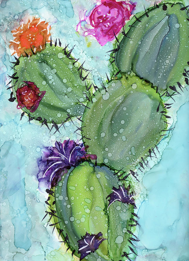 Landscape Mixed Media - Paiges Cacti by Shay Livenspargar