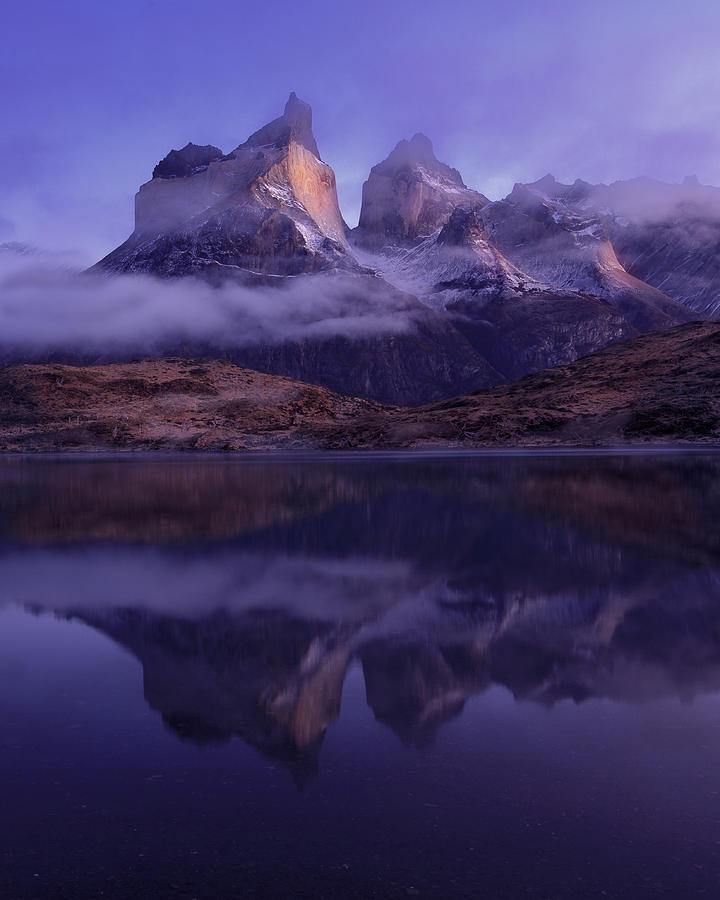 Landscape Photograph - Paine Horns And Her Reflection by May G