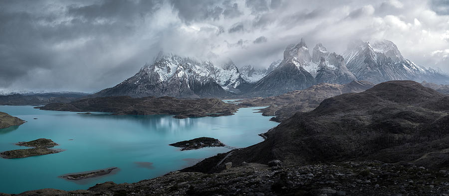 Landscape Photograph - Paine Mountains And Pehoe Lake,chile by Xiawenbin