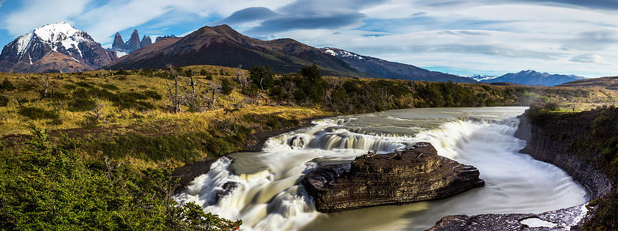 Paine Waterfall In Torres Del Paine National Park Photograph by Sebastian Kennerknecht