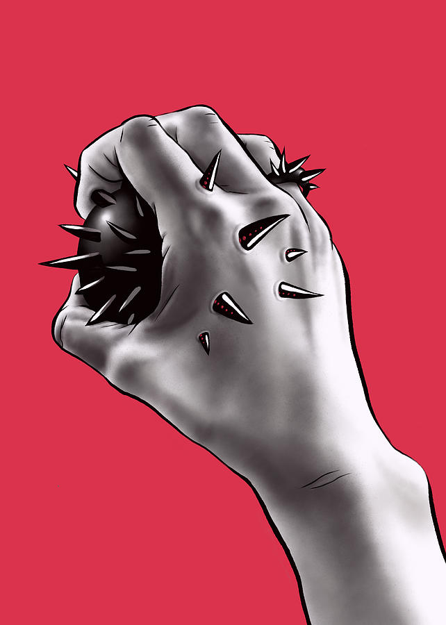 Psycho Movie Digital Art - Painful Experiment With Stabbed Hand by Boriana Giormova