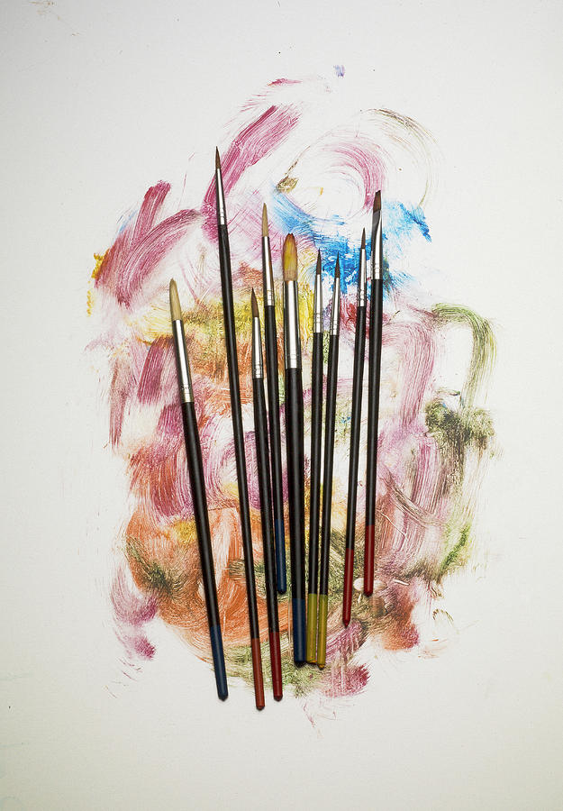 Abstract Photograph - Paint Brushes On Paint by Jonathan Kitchen