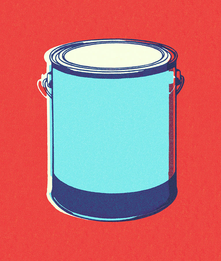 Vintage Drawing - Paint Can on Red Background by CSA Images