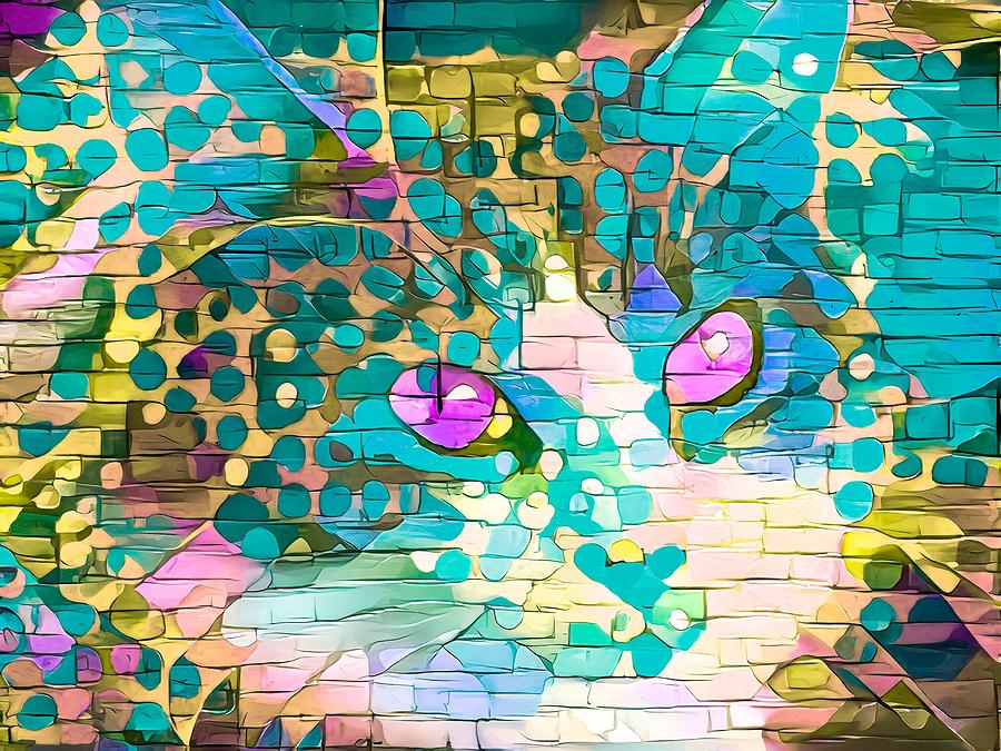 Paint Daub Cat Portrait Piercing Eyes Digital Art by Don Northup