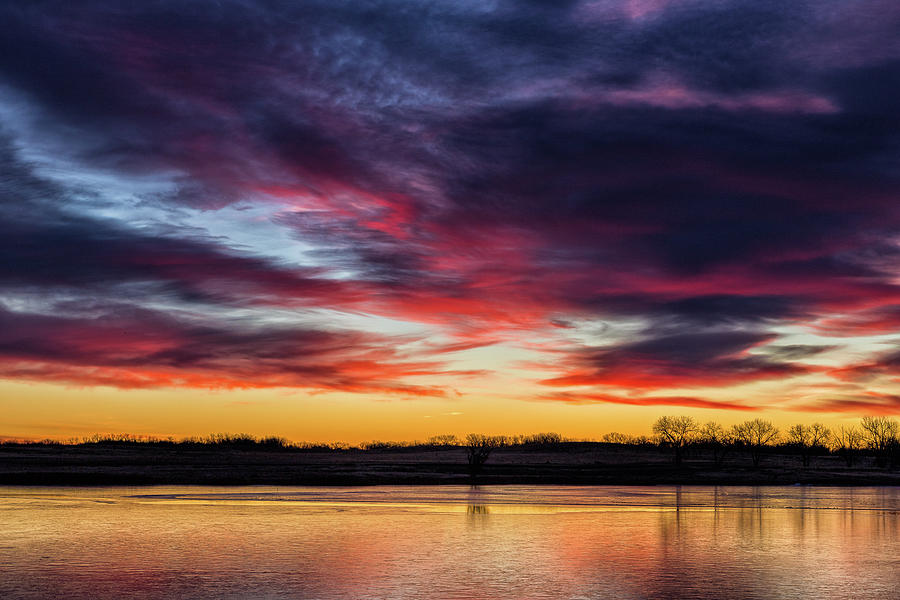 Paintbrush-like Clouds in Shades of Purple and Red Photograph by Tony Hake