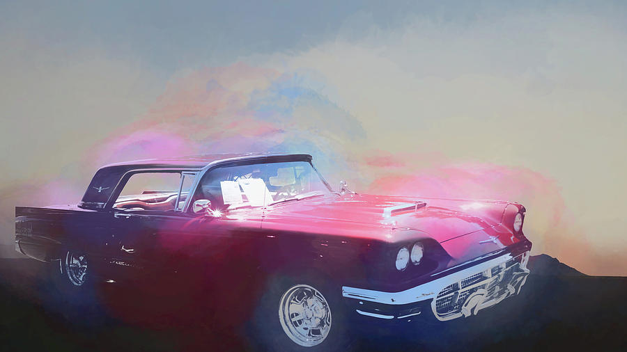 Painted 1960 Ford Thunderbird Digital Art by Cathy Anderson