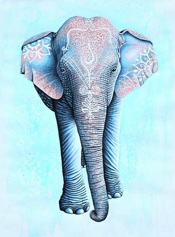 Wildlife Painting - Painted Asian Elephant by Michelle Faber