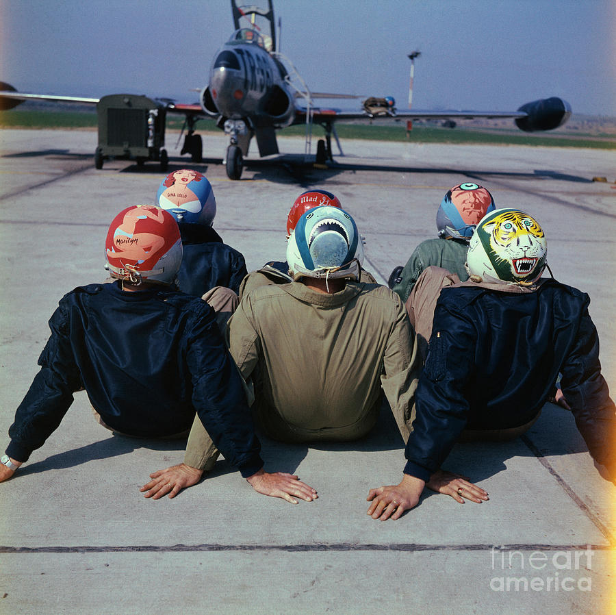 Painted Helmets Of Jet Pilots Photograph by Bettmann
