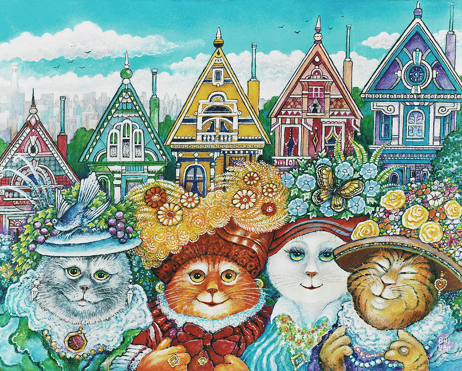 Cat Painting - Painted Ladies by Bill Bell