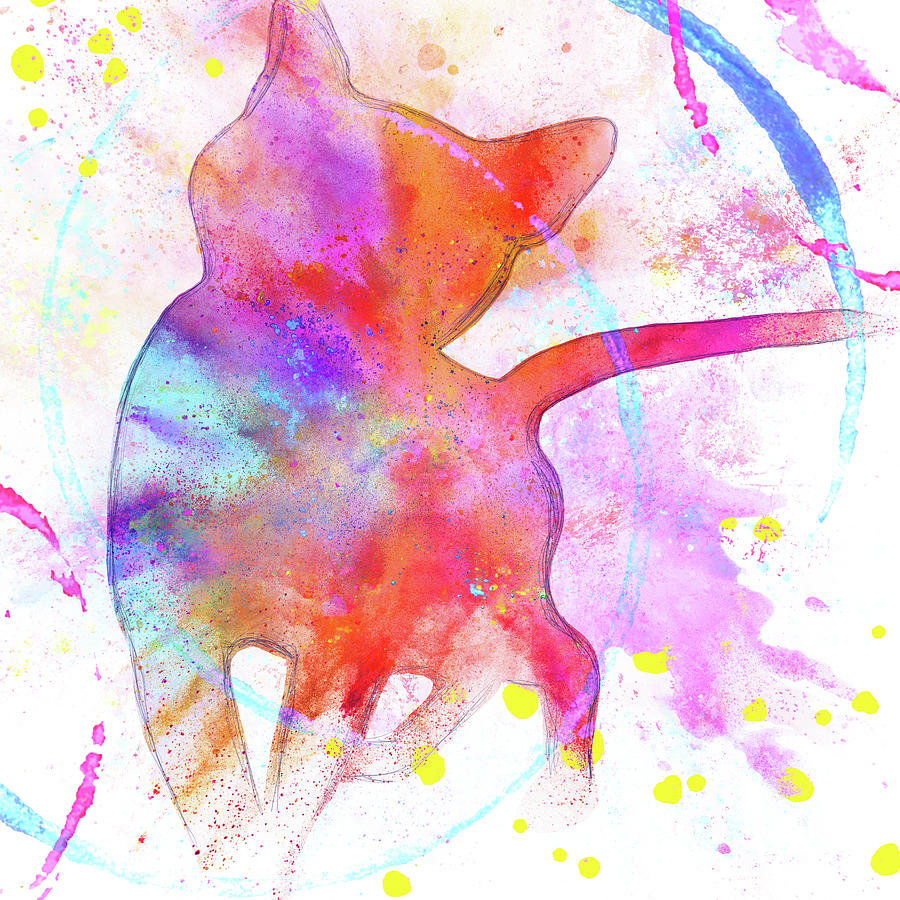 Cat Mixed Media - Painted Pink Cat by Lightboxjournal