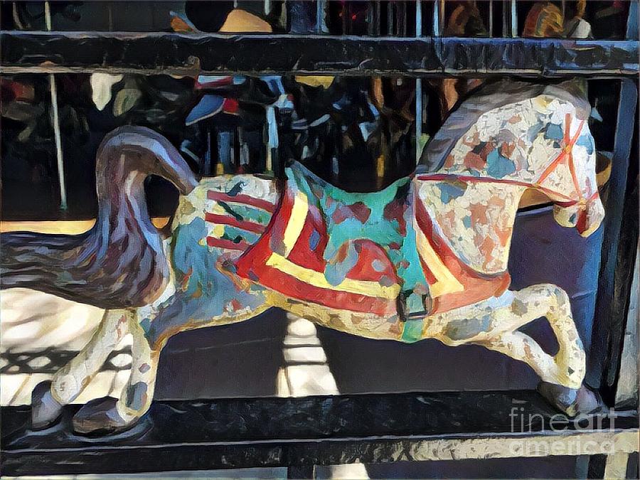Painted Pony - Carousel Photograph by Miriam Danar