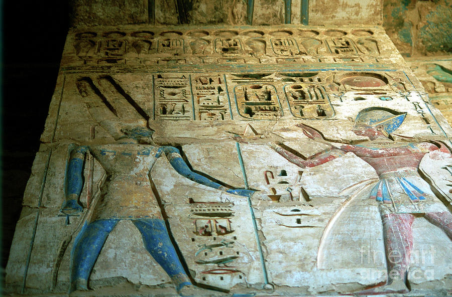 Painted Relief, Temple Of Rameses IIi Drawing by Print Collector