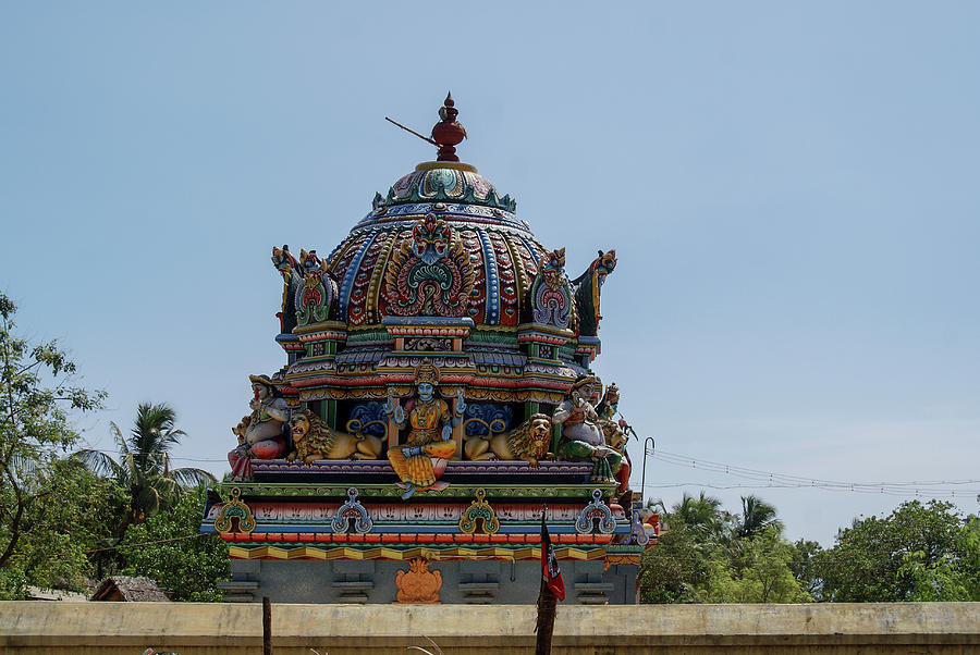 Painted Temple Detail In Pondicherry Digital Art