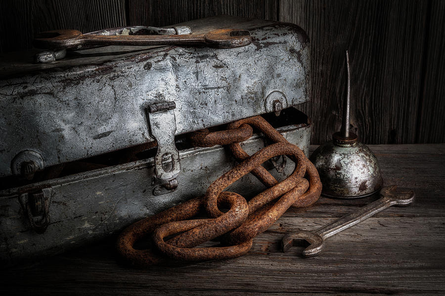 Painted Toolbox and Chain Photograph by Tom Mc Nemar