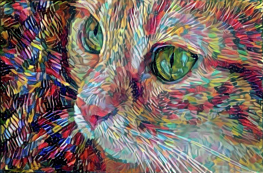 Painterly Ginger Cat Digital Art by Peggy Collins