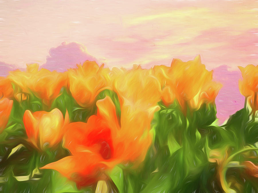 Painterly Tulips Digital Art by Cathy Anderson