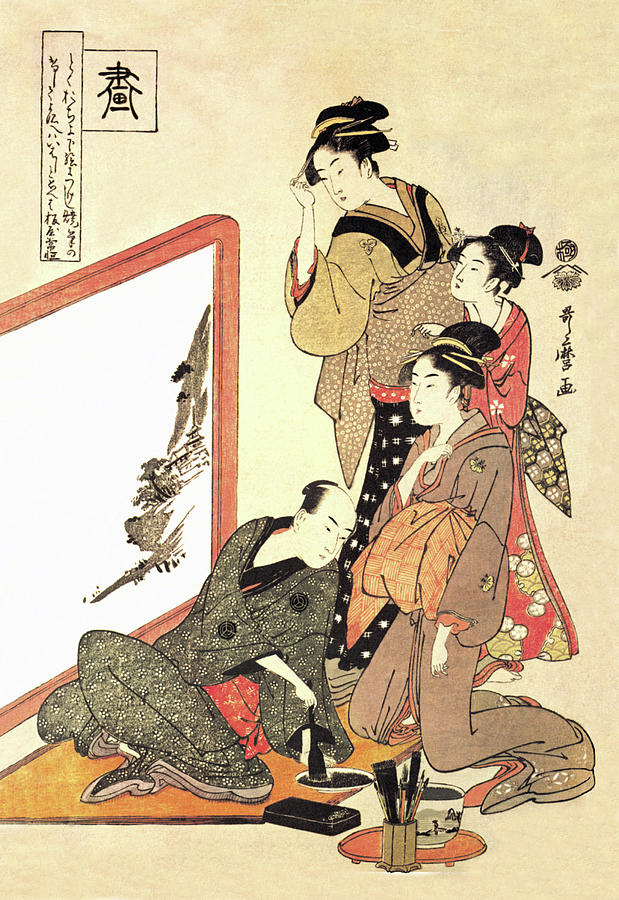 Painting at Home Painting by Utamaro - Fine Art America